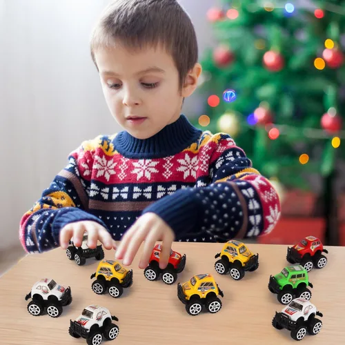 Miniatura 7 de Manmel Paquete de 12 Autos de Retroceso para Niños, Mini Vehículos de Carreras a Granel, Juguetes de Camión Monstruo, Recuerdos de Fiesta para Niños