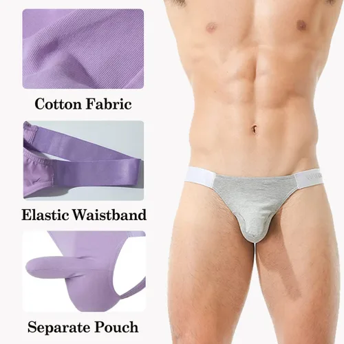 Miniatura 4 de 4UFIT Tangas de algodón para hombre, suaves, transpirables, con nariz de elefante, ropa interior de tiro bajo, con espalda en T
