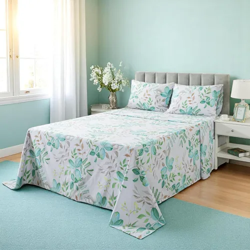 Miniatura 16 de FADFAY Juego de sábanas de cama con estampado floral amarillo, de algodón, tamaño King, suaves, transpirables, estilo Shabby Coquette, con bolsillo