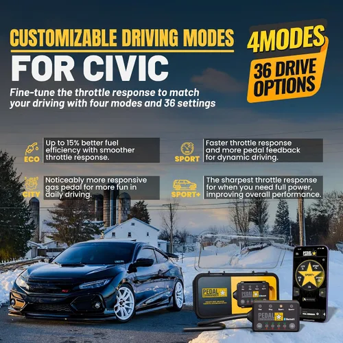 Miniatura 5 de PEDAL COMMANDER Controlador de respuesta del acelerador para Honda Civic 2016-2026 (no para Honda Accords) - 10ª/11ª generación, solo 4 ciclos, 36