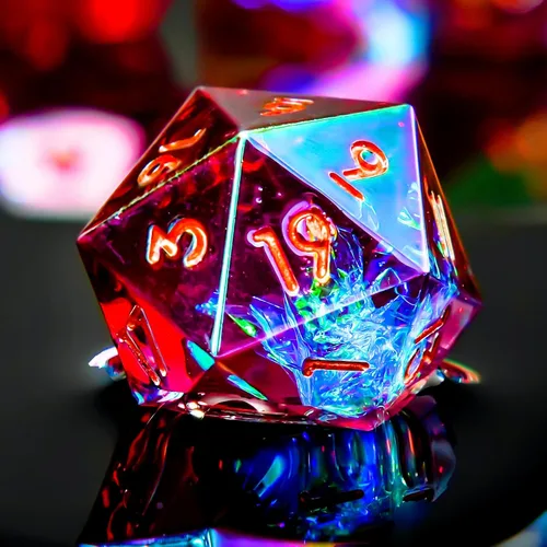 Miniatura 8 de Juego de dados DND de borde afilado de 8 piezas (extra D20) para Calabozos y Dragones – 2 D20 D4 D6 D8 D10 D12 D10% – Dados de resina poliédrica