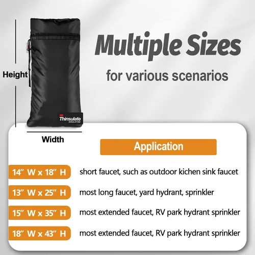 Miniatura 5 de Cubiertas XXL para grifos al aire libre para invierno, protector anticongelante de 3M Thinsulate para aspersores, 63.5 cm x 33 cm para grifos