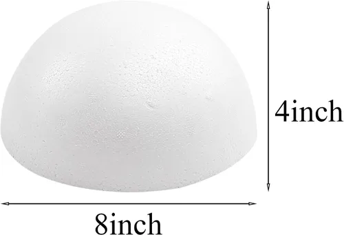 Miniatura 2 de Crafjie 2 piezas de 8 pulgadas de bolas de espuma blancas semirredondas de poliestireno, bolas de espuma para manualidades, bolas de espuma