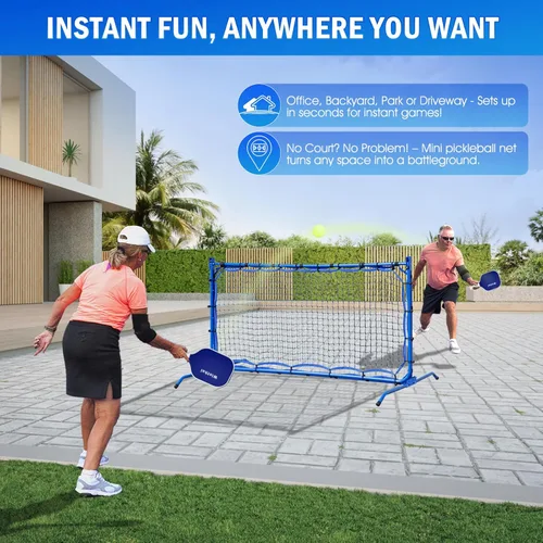 Miniatura 5 de Red de rebote de práctica de pickleball con juego de paletas profesionales para equipo de entrenamiento Dink Volley Solo, mini red de pickleball