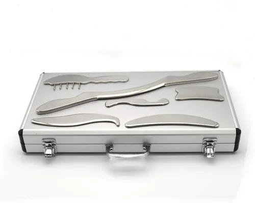 Miniatura 8 de RODEREK Kit de herramientas de terapia de 6pcs IASTM, herramientas de masaje de acero inoxidable para liberación miofascial