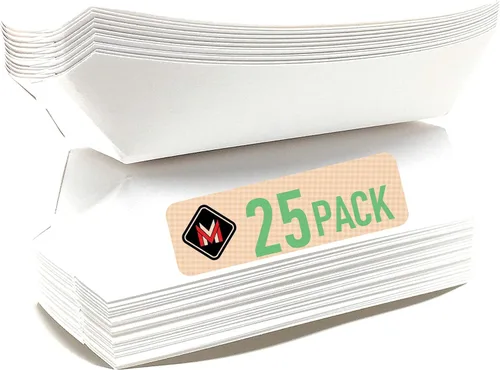 Miniatura 12 de Mr Miracle Bandeja de papel para perros calientes de 7 pulgadas en patrón rojo y blanco. Paquete de 100. Desechable, reciclable y totalmente Rojo