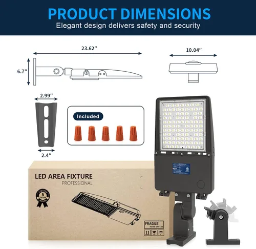 Miniatura 6 de AKK Luz LED de estacionamiento de 150 W, 21,000 lm con fotocélulas del atardecer al amanecer. IP65 impermeable, luz diurna de 5000 K, montaje