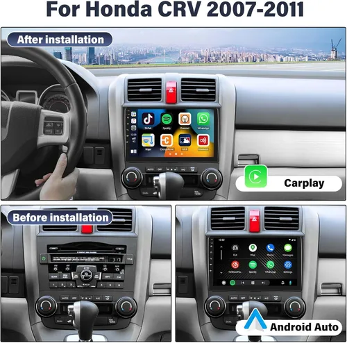 Miniatura 2 de 4 núcleos+64G Android 15 para Honda CRV 2007-2011 Radio de coche estéreo con A-pple inalámbrico CarPlay Android Auto WiFi GPS, pantalla táctil de 9