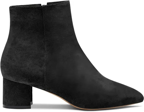 Miniatura 2 de Aachcol Botas de tobillo de tacón medio alto para mujer, botines cortos con puntera puntiaguda, gamuza de 2 pulgadas
