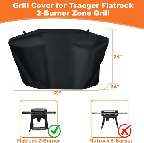 Miniatura 2 de Cubierta de parrilla para parrilla de zona de 2 quemadores Traeger Flatrock, plancha de propano Traeger Flatrock TF2NN46DN, cubierta 600D resistente