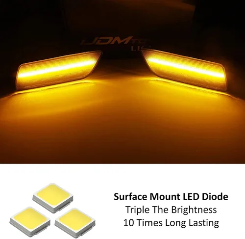 Miniatura 2 de iJDMTOY Kit de Luces Marcadoras Laterales de Parachoques LED Completo de Lente Ahumada Ámbar Compatible con Porsche Macan 2014-2024, Alimentado por