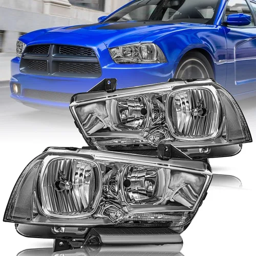 Miniatura 12 de Conjunto de faros halógenos compatible con Dodge Charger 2015-2023 con doble barra LED DRL, par izquierdo del conductor izquierdo
