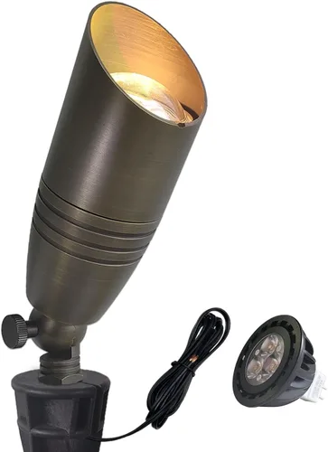 Miniatura 9 de COLOER Foco de paisaje de latón de bajo voltaje (negro) paquete de 1 con carcasa de aluminio de 5 W, foco LED MR16 2700K 450LM CRI85+, iluminación