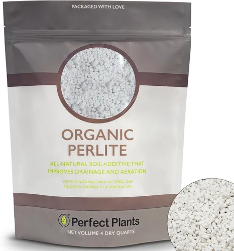 Perlita Orgánica de Perfect Plants — 4 cuartos. Aditivo Natural para Tierra de Plantas de Interior y Exterior en Contenedores — Drenaje Mejorado