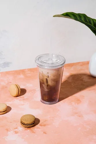 Miniatura 2 de Maars - Vaso transparente clásico con tapa y pajilla, acrílico prémium de 16 onzas, vasos reutilizables de plástico de doble pared con aislamiento