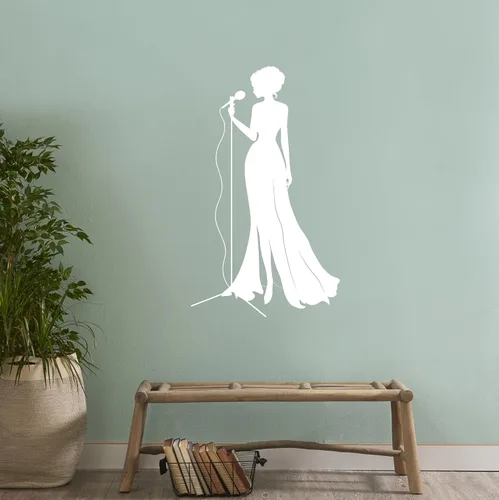 Miniatura 3 de Vinilo Vinilo Vinilo Vinilo Calcomanía Jazz Cantante Mujer Micrófono Señora Música Viva Pegatinas Decoración Grande (1063 ig)