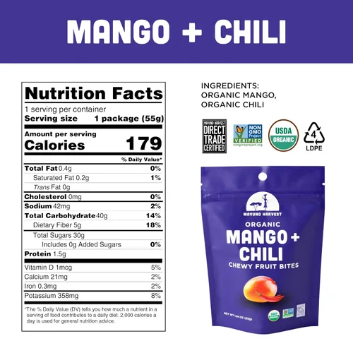 Miniatura 2 de Mavuno Harvest Bocadillos de frutas orgánicas – Bocados de fruta masticables – Alimentos saludables para niños y adultos – de origen ético, sin OMG
