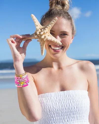 Miniatura 5 de Abitoncc Preppy Heishi - Juego de pulseras de surfista para niñas adolescentes, bonitos aretes estéticos, anillos estéticos preppy coloridos de oro