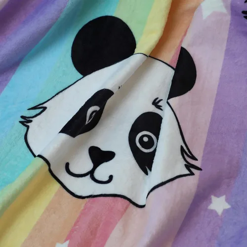 Miniatura 5 de Sviuse Manta de franela de vellón de panda arcoíris, manta ligera con patrón de pandas de dibujos animados para cama, sofá, viajes, niños y niñas