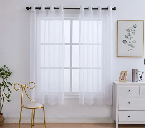 Miniatura 63 de PI - Cortinas traslúcidas con paneles pequeños, cortina transparente para ventana de cocina, mirador, 2 paneles