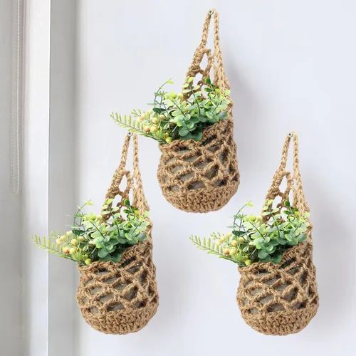 Miniatura 14 de Paquete de 2 Maceteros de Pared para Plantas de Interior, Colgador de Plantas de Macramé Macetero de Pared, Colgador de Plantas, Macetero Colgante