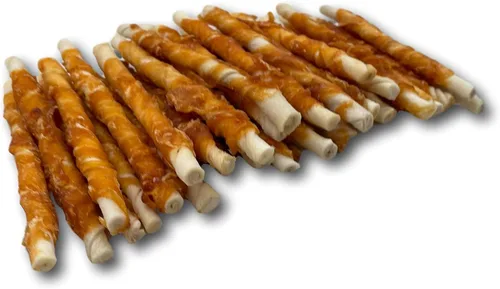 Miniatura 3 de Top Dog Chews - Torsiones para perros de cuero crudo envueltos en pollo totalmente naturales (paquete de 100), palitos masticables naturales