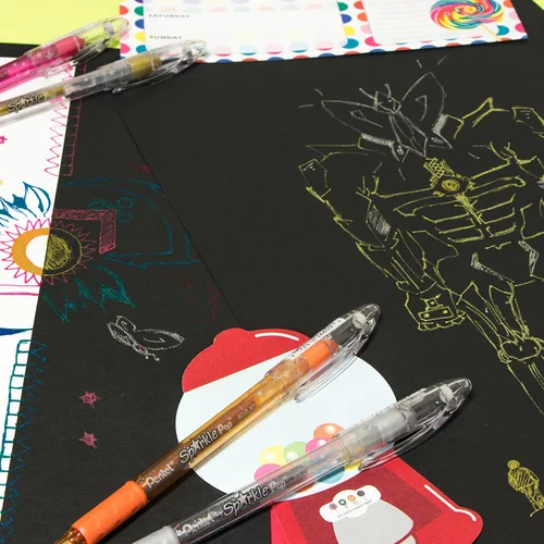 Miniatura 7 de Pentel Sparkle Pop - Bolígrafo de gel metálico, línea gruesa de 1.0mm, colores surtidos, paquete de 4 (K91BP4M)
