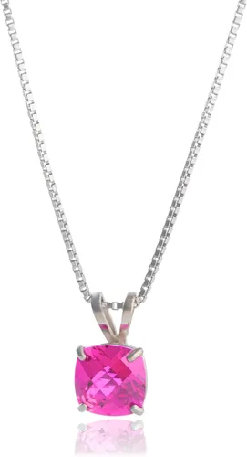 Miniatura 15 de MAX + STONE 925 Sterling Silver Cushion Cut Birthstone Necklace for Women 6mm Hypoallergenic Solitaire Necklace Gemstone Pendant Necklaces with