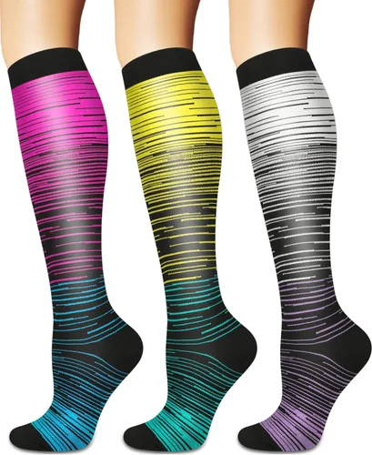 Miniatura 34 de Calcetines de compresión para mujeres y hombres circulación (3 pares) son el mejor apoyo para correr, atletismo, ciclismo, senderismo 01 Negro