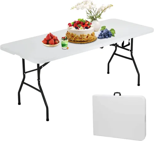 Miniatura 8 de Mesas plegables portátiles de plástico de 4 pies, altura ajustable, mesa plegable de 4 pies, ligera, mesa de campamento plegable para interiores
