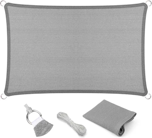 Eden's Decor - Toldo recto de borde plano, con bloqueo de rayos UV, para dar sombra en exteriores, tela para toldo de 5 x 8 pies, gris, para