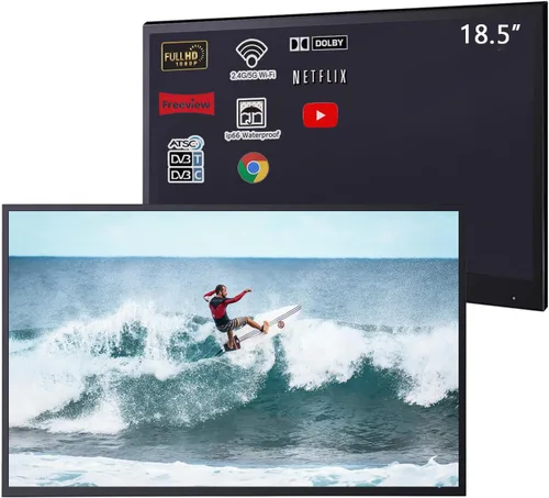 Soulaca 19 pulgadas elegante color negro impermeable baño TV ducha spa publicidad WiFi Bluetooth DTV ATSC baño bañera envolvente