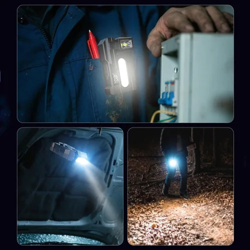 Miniatura 7 de Mini linterna EDC de 1200 lúmenes, súper brillante, 3 modos, mini EDC de tamaño de bolsillo, linternas planas recargables, luz doble LED ABS