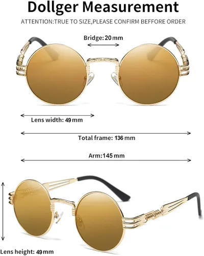 Miniatura 3 de Dollger Gafas de sol redondas Steampunk con marco de metal