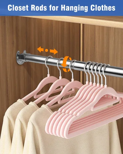 Miniatura 2 de Barras de armario para colgar ropa, resistentes, longitud ajustable (plata, 66.5 - 76 pulgadas)