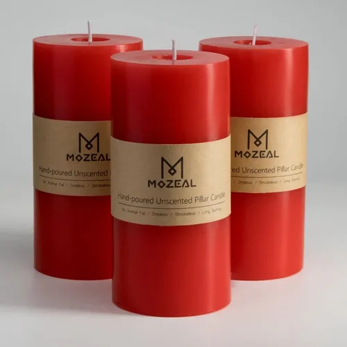 Miniatura 72 de MOZEAL Velas grandes sin perfume vertidas a mano de 3 x 8 pulgadas, sin humo, juego de 2, combustión lenta, sin goteo, aproximadamente 150 horas