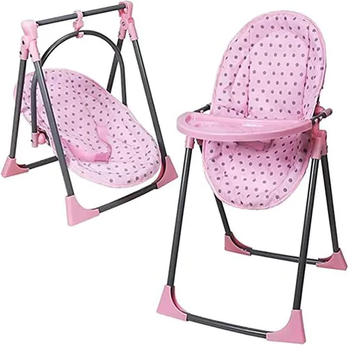 Miniatura 4 de Lissi Juego de silla alta convertible 6 en 1 de muñeca bebé
