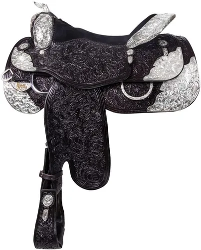 Billy Royal Sedona Western Show Sillín | Ideal para caballos de respaldo más corto | Calidad hecha a mano | Chapado en plata de ley | Garantiza la