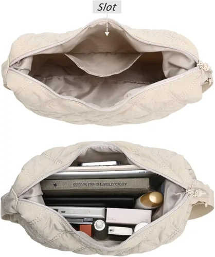 Miniatura 7 de YIKOEE Bolso cruzado de nailon acolchado para mujer, bolsa ligera acolchada