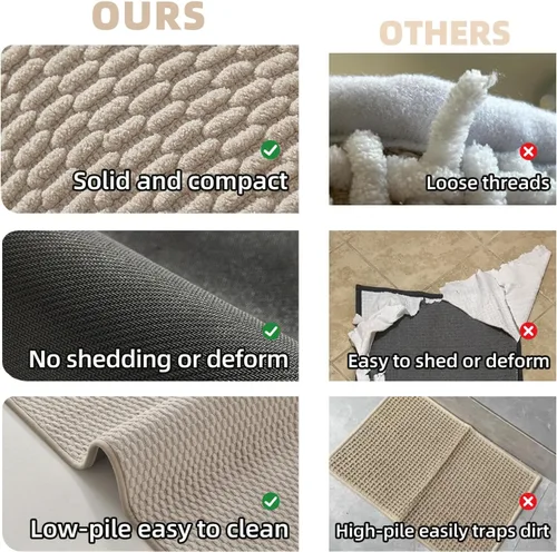 Miniatura 6 de TYUU Alfombras de baño antideslizantes, lavables, superabsorbentes, delgadas, pequeñas, de secado rápido, de pelo bajo, color beige, 16 x 24 pulgadas