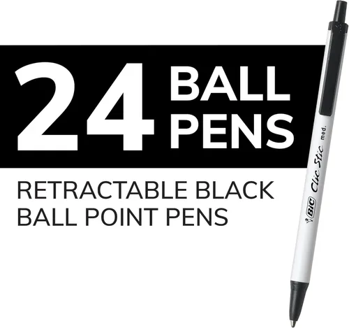 Miniatura 8 de Bolígrafo retráctil Bic Clic Stic, de punta mediana (0.04 pulgadas), estuche de 12 unidades, Negro