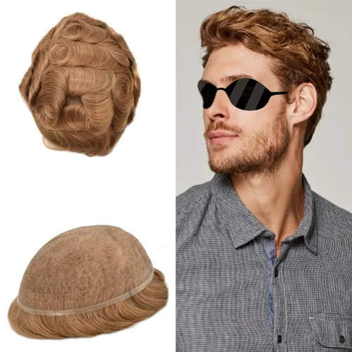 Miniatura 87 de PUNRU HAIR Completo Swiss Lace Toupee para hombres Sistema de cabello humano real Sistema de reemplazo de cabello humano para hombre Toupee