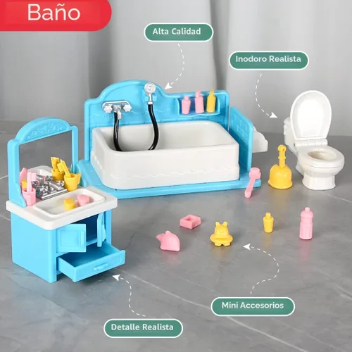 Miniatura 4 de TAKIHON Muebles para Casa de Muñecas, Juego de Juguetes de Cocina y Baño, Juego de Refrigerador y Lavadora para Niños, Accesorios en Miniatura