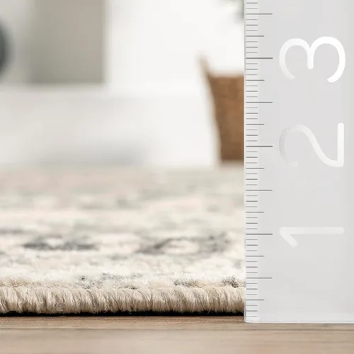 Miniatura 2 de Nuloom Gris Freja / crema, 2 pies 6 pulgadas x 10 pies, floral envejecido, suave y acogedor, alto tráfico, resistente a las manchas, fácil