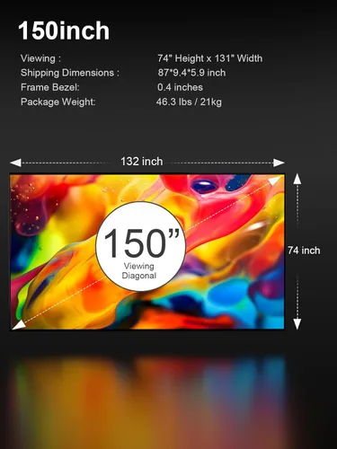 Miniatura 5 de AWOL VISION - Pantalla de proyector de 150 pulgadas con marco fijo, ganancia pico de 1.3 dB, la combinación perfecta con LTV-2500, calidad de imagen