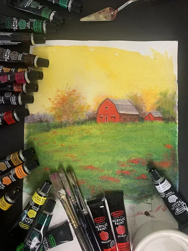 Miniatura 7 de RoseArt Juego de pintura acrílica prémium de 36 quilates en estuche de madera, juego completo de acrílico para lienzo, madera, cerámica y telas