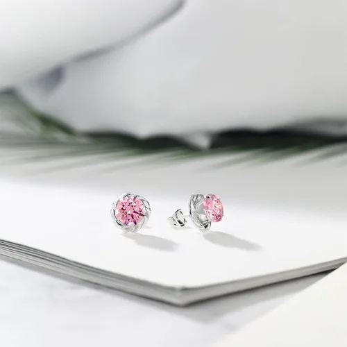 Miniatura 197 de Gem Stone King Aretes de plata de ley 925 de 0.236 in con piedra natal redonda para mujer