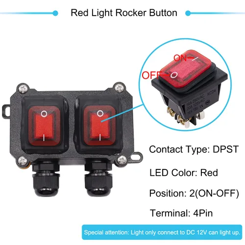 Miniatura 3 de Interruptor de cable en línea impermeable IP67 12V CC 20A 4pin 2 posiciones DPST interruptor de palanca de encendido y apagado al aire libre con 2