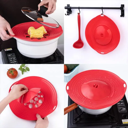 Miniatura 4 de Tapa antiderrame para ollas - Protección antiderrame de silicona gruesa, grado alimenticio de la FDA - Tapa para ollas y sartenes, libres