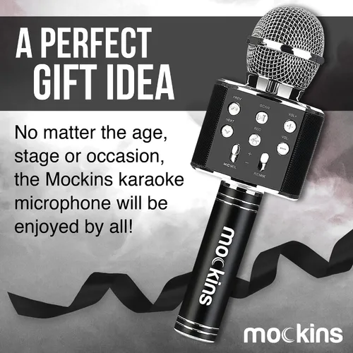 Miniatura 6 de Mockins Micrófono de Karaoke Bluetooth Negro para Niños con Altavoz Bluetooth Integrado Micrófono Inalámbrico de Karaoke Compatible con iPhone
